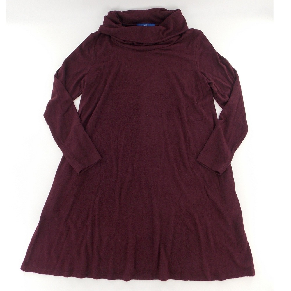 Apt. 9 Tunic Sweater Cowl Neck Relaxed Fit Women Large Raisin Burgundy